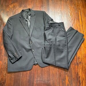 Lauren Ralph Lauren Two Piece Suit Mens 48R 42x32 Black 100% Wool Set - EUC